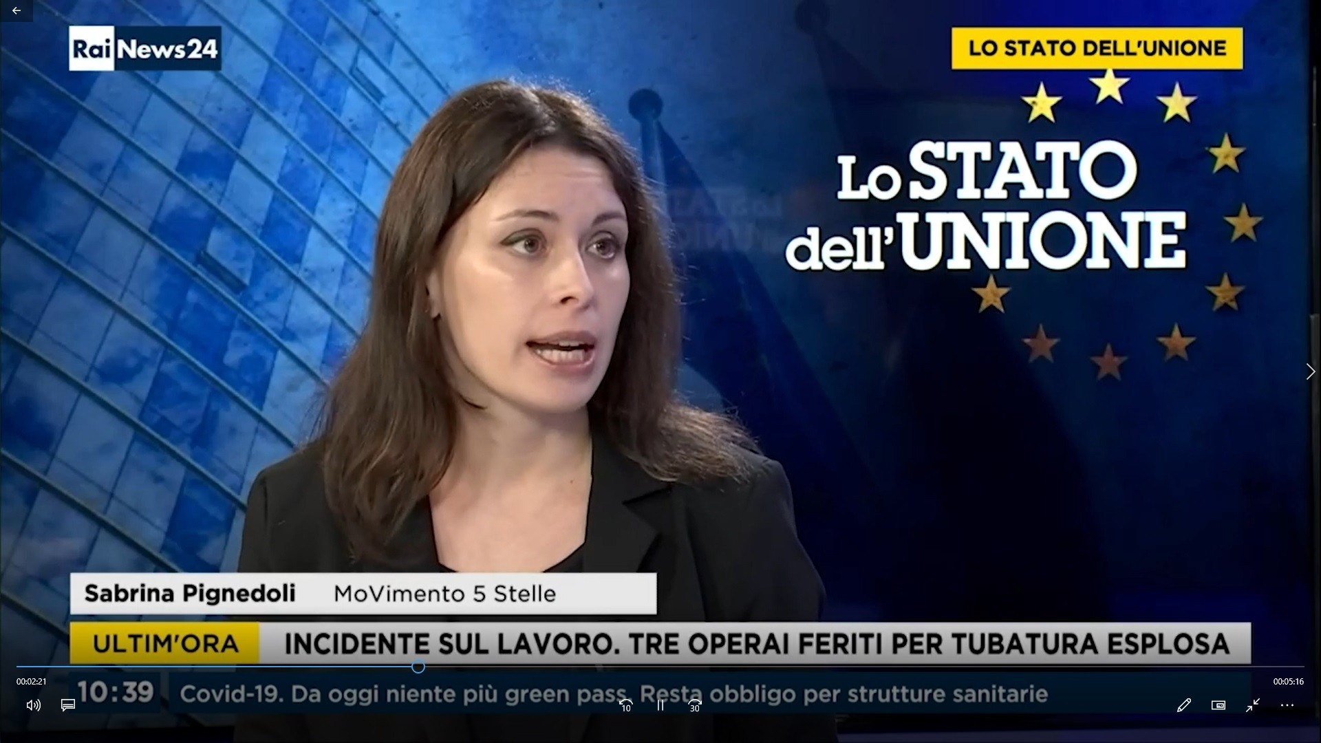 Intervista dell'on. Sabrina Pignedoli a "Lo stato dell'Unione", RaiNews24, 1° maggio 2022, ore 10.33